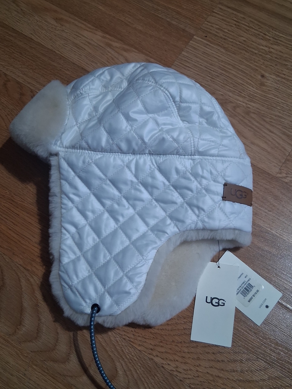 UGG Women White Quilted Trapper Hat
